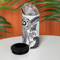 Aotearoa Maori Sea Animals Tribal 4 in 1 Can Cooler Tumbler Manta Ray and Shark Moko Pattern White Color