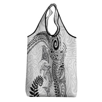Aotearoa Maori Sea Animals Tribal Grocery Bag Manta Ray and Shark Moko Pattern White Color LT03 - Polynesian Pride