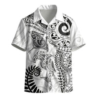 Aotearoa Maori Sea Animals Tribal Kid Hawaiian Shirt Manta Ray and Shark Moko Pattern White Color LT03 - Polynesian Pride