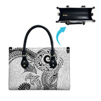 Aotearoa Maori Sea Animals Tribal Leather Bag Manta Ray and Shark Moko Pattern White Color LT03 - Polynesian Pride