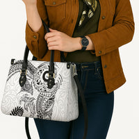 Aotearoa Maori Sea Animals Tribal Leather Bag Manta Ray and Shark Moko Pattern White Color LT03 - Polynesian Pride