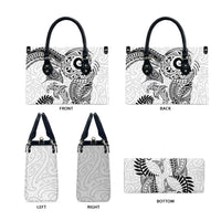 Aotearoa Maori Sea Animals Tribal Leather Bag Manta Ray and Shark Moko Pattern White Color LT03 - Polynesian Pride