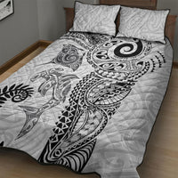 Aotearoa Maori Sea Animals Tribal Quilt Bed Set Manta Ray and Shark Moko Pattern White Color LT03 - Polynesian Pride