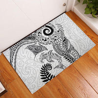 Aotearoa Maori Sea Animals Tribal Rubber Doormat Manta Ray and Shark Moko Pattern White Color LT03 - Polynesian Pride