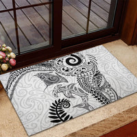 Aotearoa Maori Sea Animals Tribal Rubber Doormat Manta Ray and Shark Moko Pattern White Color LT03 - Polynesian Pride