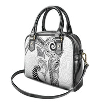 Aotearoa Maori Sea Animals Tribal Shoulder Handbag Manta Ray and Shark Moko Pattern White Color LT03 - Polynesian Pride