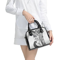 Aotearoa Maori Sea Animals Tribal Shoulder Handbag Manta Ray and Shark Moko Pattern White Color LT03 - Polynesian Pride