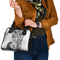 Aotearoa Maori Sea Animals Tribal Shoulder Handbag Manta Ray and Shark Moko Pattern White Color LT03 - Polynesian Pride