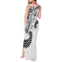 Aotearoa Maori Sea Animals Tribal Tank Maxi Dress Manta Ray and Shark Moko Pattern White Color