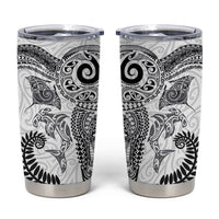 Aotearoa Maori Sea Animals Tribal Tumbler Cup Manta Ray and Shark Moko Pattern White Color