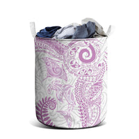 Aotearoa Maori Sea Animals Tribal Laundry Basket Manta Ray and Shark Moko Pattern Pink Color LT03 - Polynesian Pride