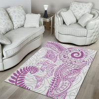 Aotearoa Maori Sea Animals Tribal Area Rug Manta Ray and Shark Moko Pattern Pink Color LT03 - Polynesian Pride