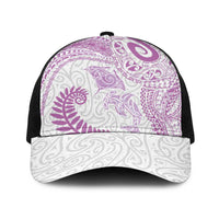 Aotearoa Maori Sea Animals Tribal Baseball Net Cap Manta Ray and Shark Moko Pattern Pink Color LT03 One Size Black Pink - Polynesian Pride