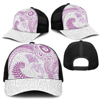 Aotearoa Maori Sea Animals Tribal Baseball Net Cap Manta Ray and Shark Moko Pattern Pink Color LT03 - Polynesian Pride