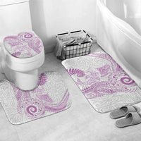 Aotearoa Maori Sea Animals Tribal Bathroom Set Manta Ray and Shark Moko Pattern Pink Color LT03 Mat Set Only (3 pcs) One Size Pink - Polynesian Pride