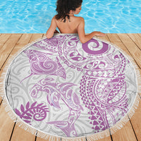 Aotearoa Maori Sea Animals Tribal Beach Blanket Manta Ray and Shark Moko Pattern Pink Color LT03 - Polynesian Pride