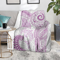 Aotearoa Maori Sea Animals Tribal Blanket Manta Ray and Shark Moko Pattern Pink Color LT03 - Polynesian Pride