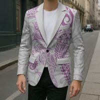 Aotearoa Maori Sea Animals Tribal Blazer Manta Ray and Shark Moko Pattern Pink Color LT03 - Polynesian Pride