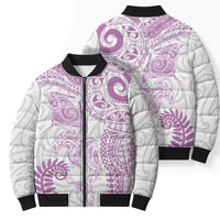 Aotearoa Maori Sea Animals Tribal Bomber Puffer Jacket Manta Ray and Shark Moko Pattern Pink Color LT03 - Polynesian Pride