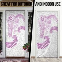Aotearoa Maori Sea Animals Tribal Door Cover Manta Ray and Shark Moko Pattern Pink Color