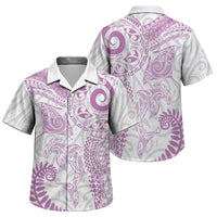 Aotearoa Maori Sea Animals Tribal Family Matching Mermaid Dress and Hawaiian Shirt Manta Ray and Shark Moko Pattern Pink Color LT03 Son's Shirt Pink - Polynesian Pride