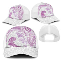Aotearoa Maori Sea Animals Tribal Mesh Trucker Cap Manta Ray and Shark Moko Pattern Pink Color LT03 - Polynesian Pride