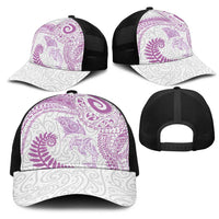 Aotearoa Maori Sea Animals Tribal Mesh Trucker Cap Manta Ray and Shark Moko Pattern Pink Color LT03 - Polynesian Pride