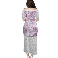 Aotearoa Maori Sea Animals Tribal Puletasi Manta Ray and Shark Moko Pattern Pink Color LT03 - Polynesian Pride