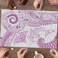 Aotearoa Maori Sea Animals Tribal Puzzle Manta Ray and Shark Moko Pattern Pink Color LT03 - Polynesian Pride