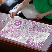 Aotearoa Maori Sea Animals Tribal Puzzle Manta Ray and Shark Moko Pattern Pink Color LT03 - Polynesian Pride