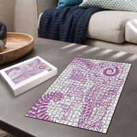 Aotearoa Maori Sea Animals Tribal Puzzle Manta Ray and Shark Moko Pattern Pink Color LT03 - Polynesian Pride