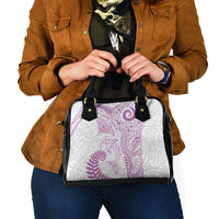 Aotearoa Maori Sea Animals Tribal Shoulder Handbag Manta Ray and Shark Moko Pattern Pink Color LT03 - Polynesian Pride