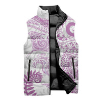 Aotearoa Maori Sea Animals Tribal Sleeveless Puffer Jacket Manta Ray and Shark Moko Pattern Pink Color LT03 - Polynesian Pride