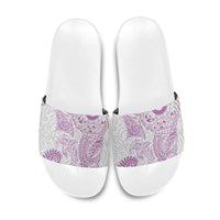 Aotearoa Maori Sea Animals Tribal Slide Sandals Manta Ray and Shark Moko Pattern Pink Color LT03 Pink - Polynesian Pride