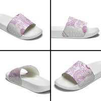 Aotearoa Maori Sea Animals Tribal Slide Sandals Manta Ray and Shark Moko Pattern Pink Color LT03 - Polynesian Pride