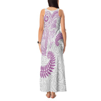 Aotearoa Maori Sea Animals Tribal Tank Maxi Dress Manta Ray and Shark Moko Pattern Pink Color