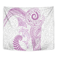 Aotearoa Maori Sea Animals Tribal Tapestry Manta Ray and Shark Moko Pattern Pink Color LT03 - Polynesian Pride