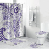 Aotearoa Maori Sea Animals Tribal Bathroom Set Manta Ray and Shark Moko Pattern Purple Color LT03 Bathroom Set (4 pcs) Purple - Polynesian Pride