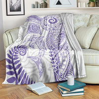 Aotearoa Maori Sea Animals Tribal Blanket Manta Ray and Shark Moko Pattern Purple Color LT03 Purple - Polynesian Pride