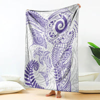 Aotearoa Maori Sea Animals Tribal Blanket Manta Ray and Shark Moko Pattern Purple Color LT03 - Polynesian Pride