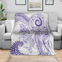 Aotearoa Maori Sea Animals Tribal Blanket Manta Ray and Shark Moko Pattern Purple Color LT03 - Polynesian Pride