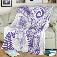 Aotearoa Maori Sea Animals Tribal Blanket Manta Ray and Shark Moko Pattern Purple Color LT03 - Polynesian Pride