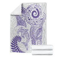 Aotearoa Maori Sea Animals Tribal Blanket Manta Ray and Shark Moko Pattern Purple Color LT03 - Polynesian Pride