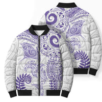 Aotearoa Maori Sea Animals Tribal Bomber Puffer Jacket Manta Ray and Shark Moko Pattern Purple Color LT03 - Polynesian Pride