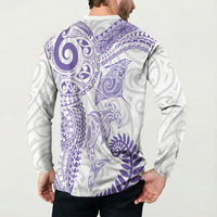 Aotearoa Maori Sea Animals Tribal Button Sweatshirt Manta Ray and Shark Moko Pattern Purple Color LT03 - Polynesian Pride