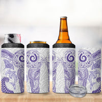 Aotearoa Maori Sea Animals Tribal 4 in 1 Can Cooler Tumbler Manta Ray and Shark Moko Pattern Purple Color