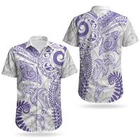 Aotearoa Maori Sea Animals Tribal Couples Matching Tank Maxi Dress and Hawaiian Shirt Manta Ray and Shark Moko Pattern Purple Color LT03 - Polynesian Pride