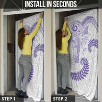 Aotearoa Maori Sea Animals Tribal Door Cover Manta Ray and Shark Moko Pattern Purple Color
