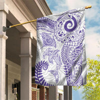 Aotearoa Maori Sea Animals Tribal Garden Flag Manta Ray and Shark Moko Pattern Purple Color