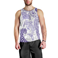 Aotearoa Maori Sea Animals Tribal Men Tank Top Manta Ray and Shark Moko Pattern Purple Color